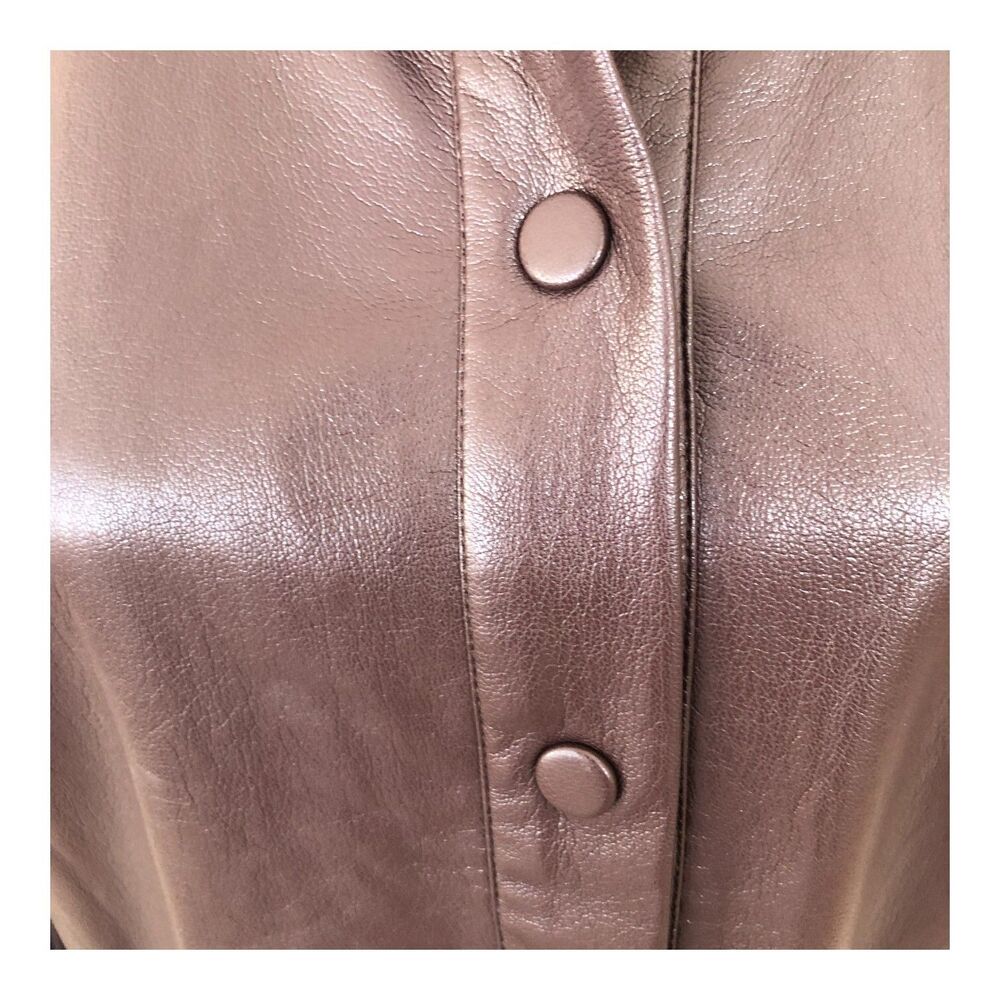 Chico's Chocolate Brown Corpcore Country Western Faux Leather Snap‎ Jacket  S - Picture 6 of 16